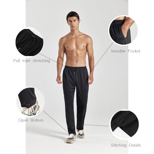 ZH 3-Pack Men's Mesh Jogger Pants, Comfortable Athletic Sweatpants with Pockets for Active Wear, Lightweight & Breathable4