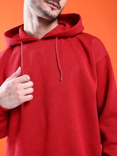Image of The Indian Garage Co Men Regular Fit Solid Overhead Hooded Sweatshirt