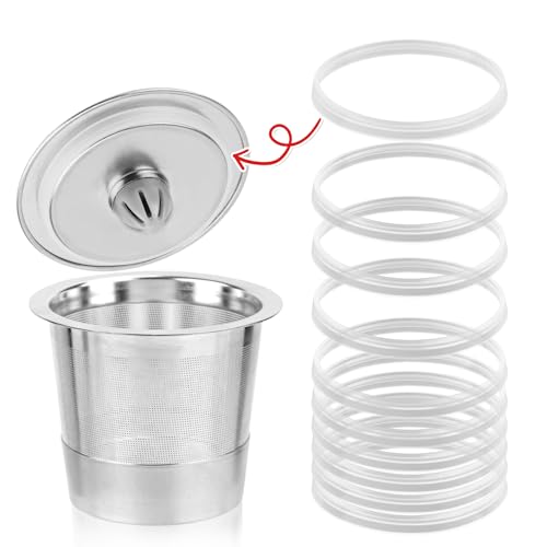 10 Pcs Silicone Gaskets for Keurig Stainless Steel Refillable, Rubber Lids Seals Reusable Gasket Ring Replacement Part for Keurig Stainless Steel