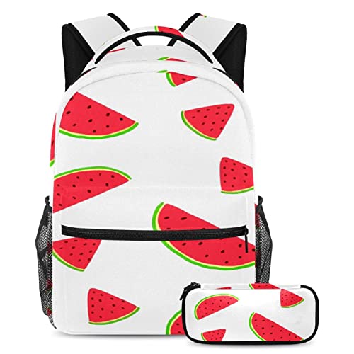 Sac à dos pastèque pour enfants et adolescents avec trousse scolaire