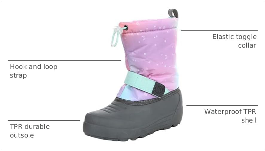 Image of Northside Frosty Insulated Winter Snow Boots for Girls and Boys with Rugged, Water Resistant Nylon Upper, Quick-Drying Lining, Removable EVA Insole, and Durable TPR Outsole