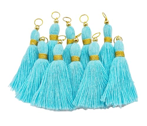 Image of Zippy Flora Micro 1.5 inch Length Cotton Handmade Tassels for Saree /Blouse /Dupatta /DIY /Decor (Pack of 12) (Sky Blue)