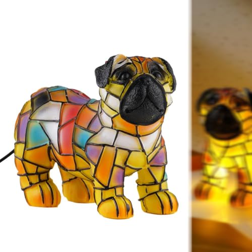 Luce notturna serie cane, luce notturna da tavolo Bulldog francese in resina macchiata, lampada Corgi/Pug, Usb Cute Pet Dogs a tema lampade da comodino a LED, lampada da tavolo, luce notturna animale