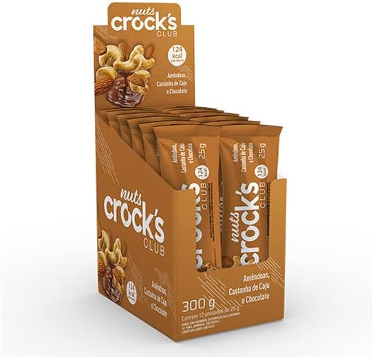 Crocks Snack Crocks Club – Display com 12 Barras Nuts 25g Chocolate | Snack Natural ...