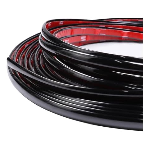 SBWLKJ 25Ft Automotive Trim Molding Glossy Black 1/2"(12mm) Universal Car Side Moldings(Self Adhesive) UV-Protected Scratch-Proof for All Vehicles Body Door Window Bumper Cover