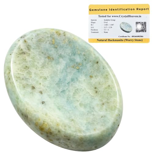 Image of Crystal Heaven Certified Hackmanite Thumb Worry Pebbles Stones For Anxiety Stress Relief Massage - Aaa Grade Original Healing Gemstone Agate Rubbing Stone For Yoga Meditation Spiritual Reiki Feng Shui