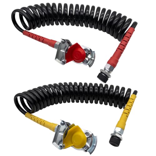 SERTPLAS Tuyau Spirale Air M16 pour Remorque Camion – Rouge & Jaune – Sans Valve – Raccords Anti-Torsion – Freinage Air Comprimé Poids Lourd