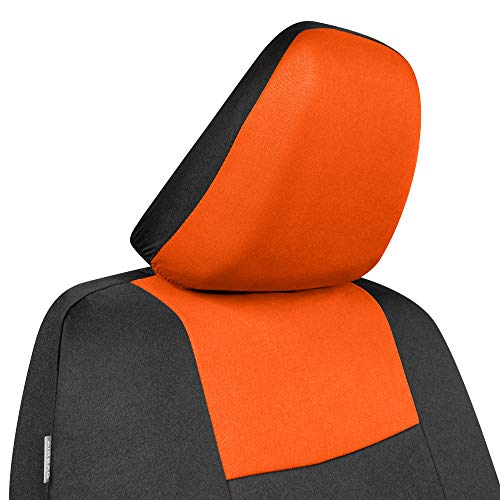 Image of BDK PolyPro Car Seat Covers Full Set in Orange on Black, Front and Rear Split Bench Seat Covers for Cars, Easy to Install Car Seats Cover Set and Accessories for Auto Trucks Van SUV - Orange