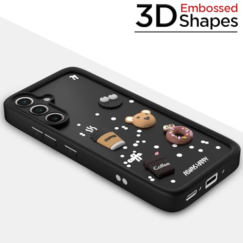 Image of Outlouders Back Cover for Samsung Galaxy S24 FE 5G | 3D Cartoon Bear Cute Fun Silicone Full Body Protection Bumper Case (Black)