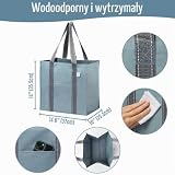 VENO 4-pak toreb na zakupy wielokrotnego użytku, wytrzymałe torby na zakupy z uchwytami, torby do wózka na zakupy z twardym dnem do postawienia pionowo, składane, wielofunkcyjne (jasnoniebieskie, 4