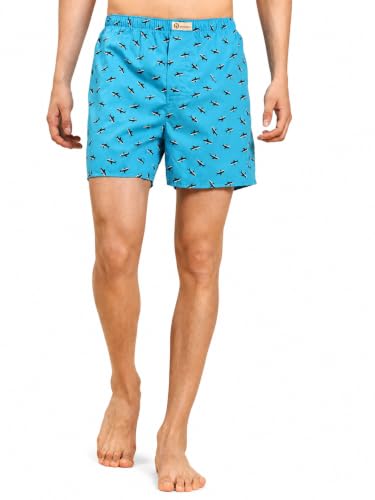 Image of B STORIES Bstories Men's Cotton Printed Boxer Shorts | Soft & Breathable Woven Cotton | Elastic Waist | Regular Fit | Comfortable Lounge & Sleepwear