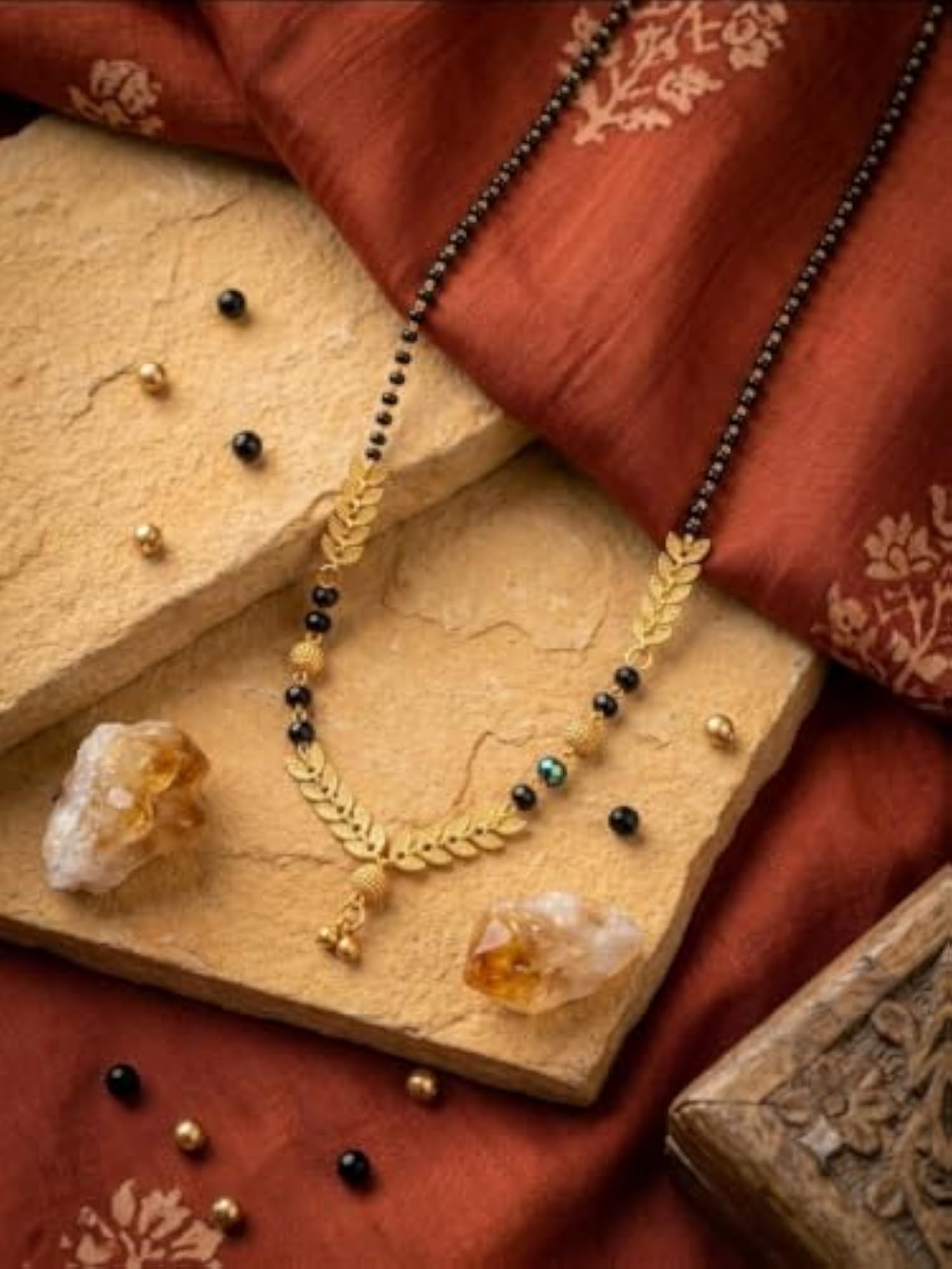 Black Beaded Short Mangalsutra Chain for Women
