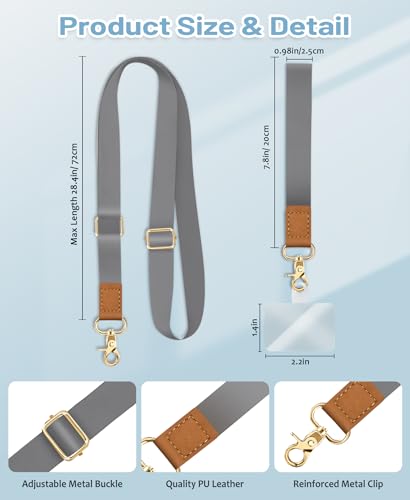 Image of Yonlevres Phone Lanyard Crossbody Strap Wrist Neck Adjustable Women Grey | Cell Phone Lanyard for Travel Cruise Daily, Hands-free, Fit Keys ID Badge, for Full-coverage Phone Case, Accessories, Gifts