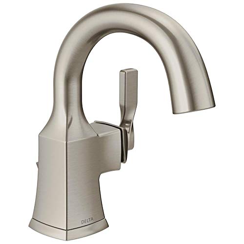 Hot Deals DELTA FAUCET CO 15766LF-SP BN Single Lav Sink Bathroom Faucet, Spotshield Brushed Nickel