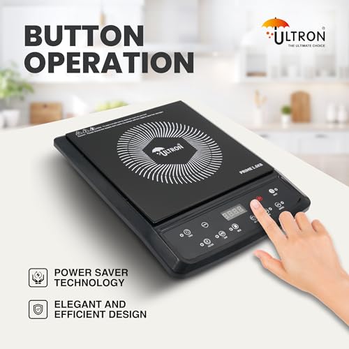 Image of Ultron Induction Cooktop 1600W | Electric Induction Cooktop for Home | Waterproof Matte finished Ceramic | Preset Indian Menu | Auto Shut-Off & Overheat Protection | Energy Efficient Cooking