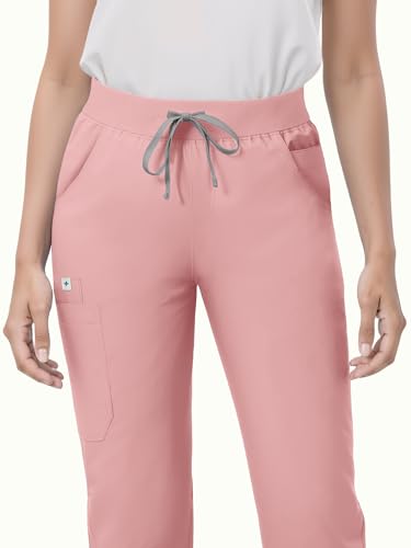 Image of Scrub Pants for Women - Straight Leg Medical Scrub Pants with 6 Pockets - Drawstring Soft Stretch Women Scrub Pant