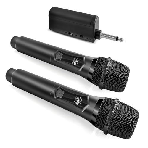 AMFUN Micrófono Inalámbrico, Microfono Inalambrico Karaoke Profesional con Receptor, Microfono Dinámico Recargable, 160ft, Duración de 12 h, para Karaoke, Bodas, DJ, Fiestas, Lglesias