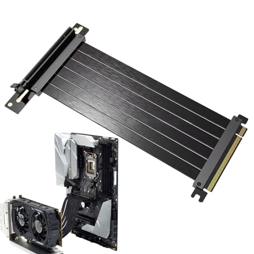 PCIe Cable Extensión - 15cm 3.0 16X GPU Riser, Alta Velocidad 90 Grados Ángulo Recto Adaptador, Flexible Tarjeta Gráfica Cordón para Gamíng PC | Señal Estable Cobre Sin Oxígeno Montaje Vertical M