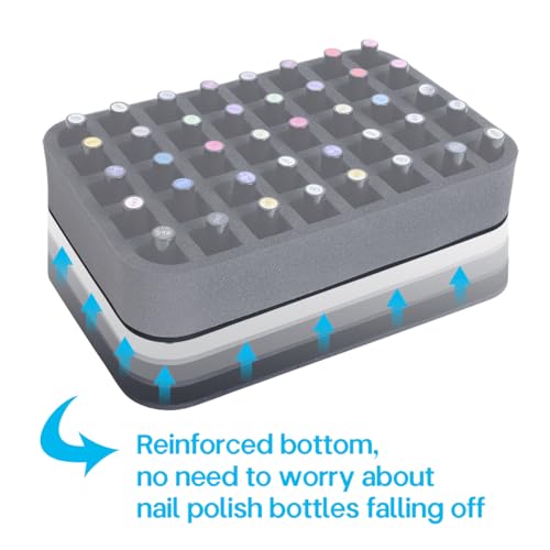Image of 2 Pack Nail Polish Organizer Holder Foam Pad with Slots for Storage 80 Bottles (15ml /0.5fl.oz) Nail Polish or Essential Oil Tray for Drawers Black