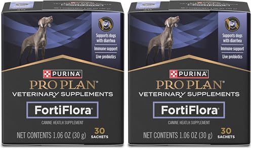 Purina Pro Plan Veterinary Supplements FortiFlora Daily Probiotics for Dogs,Helps Digestive Gut Health and Diarrhea - 30 ct. Box,(Pack of 2)