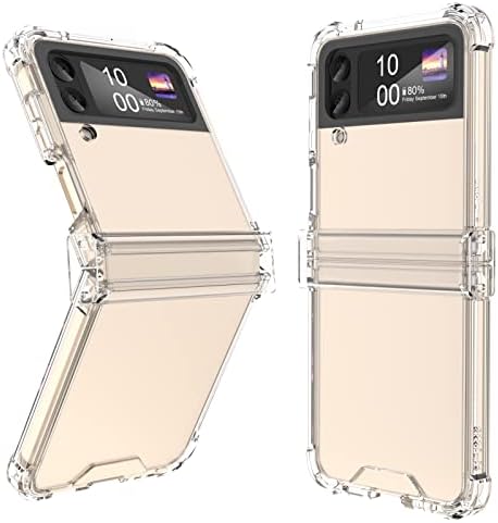 Designed for Galaxy Z Flip 4 Case with Hinge Protection,Samsung Flip 4 Full Cover Shockproof Slim Phone Protection Case Clear for Z Flip 4 5G(2023)-Clear