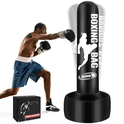 JUOIFIP Sacco da boxe in piedi per adulti 69'' Heavy Bag con supporto Sacco da box gonfiabili...