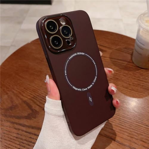 Étui de protection de luxe pour iPhone 14 Pro Max rigide mat rouge vin