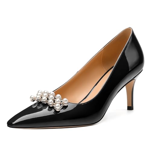 Women's Pearl Heels Pumps, Fashion Pointed Toe High Stiletto Heels Wedding Prom Dress Shoes for Women