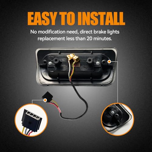 Image of Third 3rd Brake Light LED for 1994-2003 Chevy S10 /GMC Sonoma Standard Cab, High Mount Rear Brake Lights Assembly for 1996-2000 Isuzu Hombre, Waterproof Center Cab Lamp Stop Light