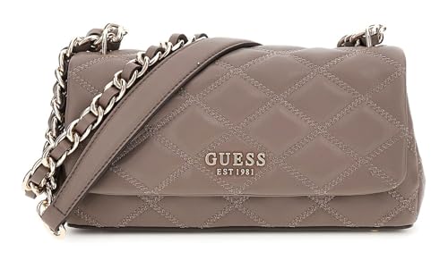 Sac GUESS Tamsin Xbody Flap Bag maroquinerie taupe foncé premium