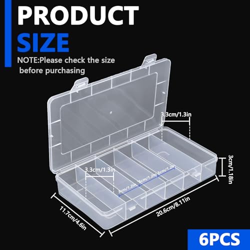 Caja organizadora para señuelos de pesca 6 compartimentos, transparente, plástico, modelo TB-ML GIWOSK miniatura 2