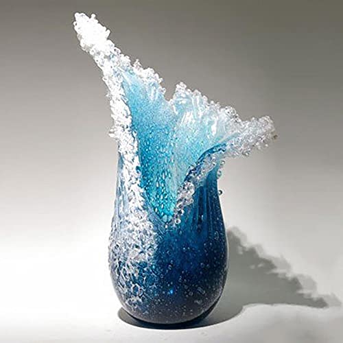 Majestic Wavy Vase Simulation Majestic Blue Wavy Vase Modern Ocean Blue Flower Vases Exquisite Resin Desktop Flower Pot Home Coffee Shop For Home Or Wedding Decorations (30Cm/11.81In) #TOP2