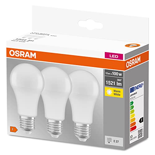 Osram LED Base Classic A, in Kolbenform mit E27-Sockel, Nicht Dimmbar, Ersetzt 100 Watt, Matt, Warmweiß - 2700 Kelvin, 10 x 3er-Pack – Ansicht 4