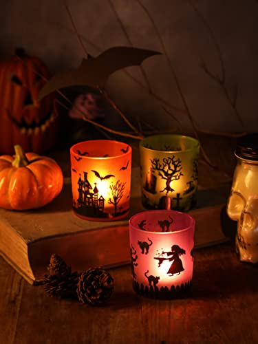Halloween Votive Candle Holders Set Of 6, Glass Tealight Holders For Table Indoor #TOP3