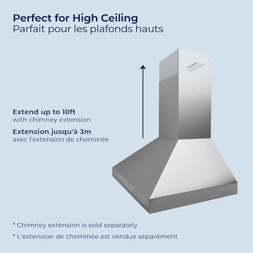 Image of Hauslane Wall Mount Range Hood 30 inch Convertible Black Hood PRO 450-860 CFM