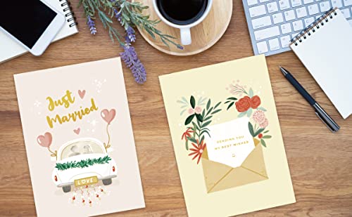 Gooji 5x7 Wedding Greeting Cards with Envelopes (Bulk 10-Pack) Matching Peel-and-Seal Envelopes, Multicolor, 5" x 7" - Image 4