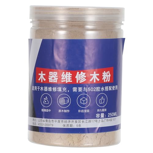 Amosfun Pâte de Réparation pour Meubles en Bois 250ml Beige, Poudre de Peuplier Facile à Utiliser pour Combler Fissures et Trous sur Meubles et Sols en Bois la Maison Bureau