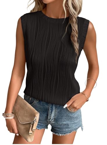 YUTILA Damen T-Shirt Sommer Flügelärmeln Kurzarm Rundhals Tops Einfarbig Casual Tunika Oberteile., 9.99 €