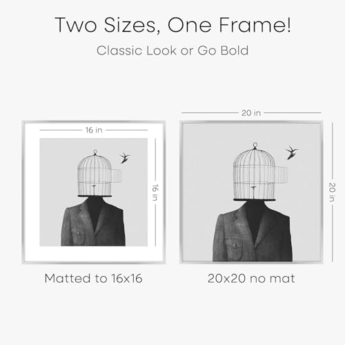 Image of Homeforia 20x20 Silver Picture Frame, High End Metal 20 x 20 Square Frame with Mat 16 x 16 Photo, 20x20 Poster Frames Matted to 16x16 Print, 20 by 20 Hanging Frames, Tempered Glass, Wall Kit, Set of 1
