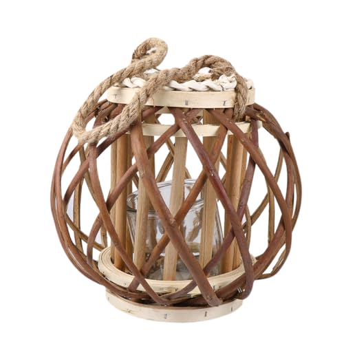 ROMISBABA Großer Hängender Kerzenhalter aus Natürlichem Rattan mit...
