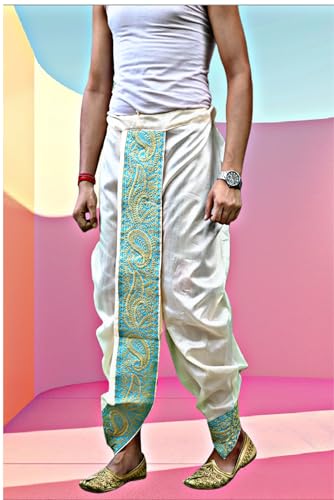 Image of Men's Ready to Wear Pant System MARWADI Embroidered Dhoti for Marriage, Party, Pooja, Festival etc. (GC009)