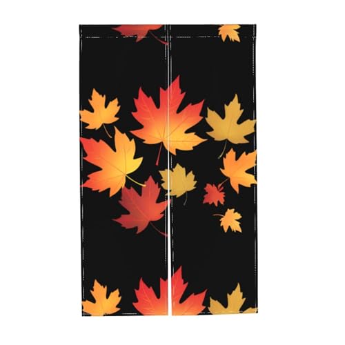 Cortina de puerta de dos cortinas con estampado flotante de hojas de arce 8