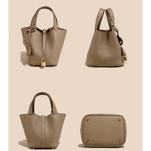 Genuine Leather Bucket Bag for women with Inner bag and Lock,trendy large-capacity handbag,Shoulder bag,purse3