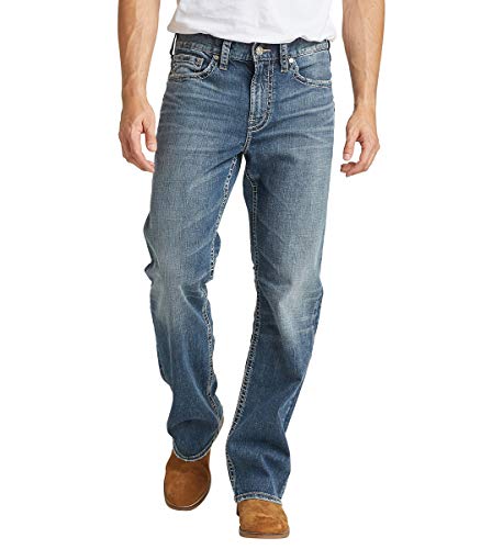 Silver Jeans Co. Men's Craig Easy Fit Bootcut Jeans, Worn Dark Wash, 34W X 32L
