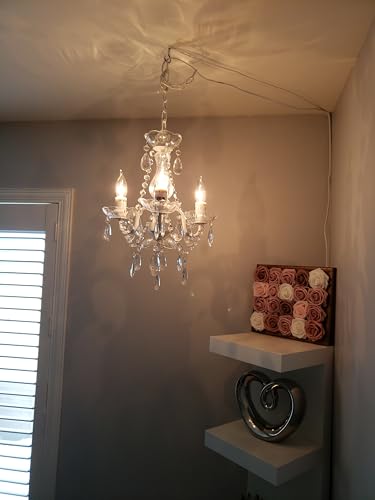 Image of The Original Gypsy 3-Light Plug-in Crystal Swag Chandelier, White