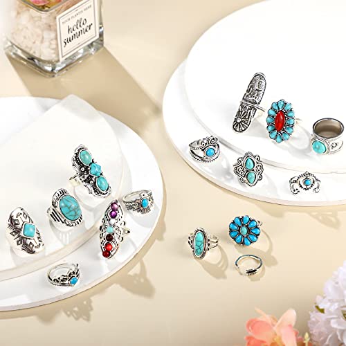 Kigeli 78 Pcs Vintage Turquoise Rings Set Women Western Bohemian Silver Oval Gemstone Boho Joint Knuckle Midi Stacking Rings for Women and Girls3