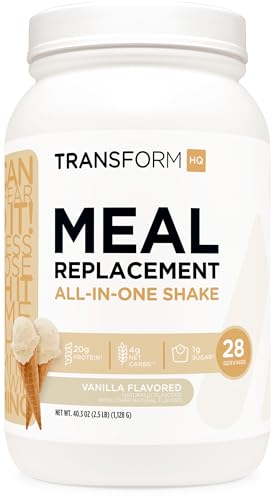 TransformHQ Meal Replacement Shake Powder 28 Servings (Vanilla) - Gluten Free, Non-GMO