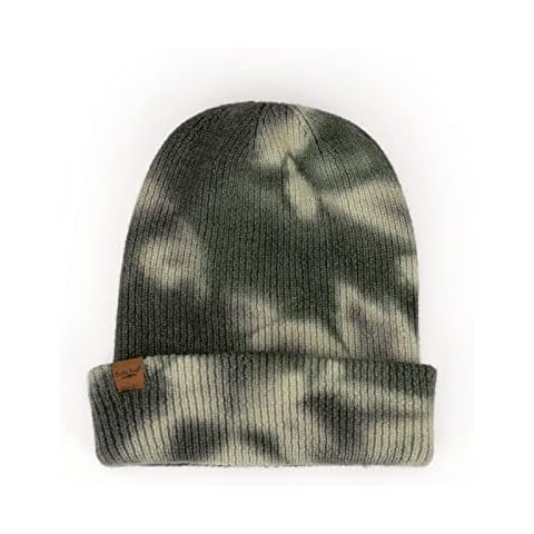 Britt's Knits Womens Mantra Soft Winter Tie Dye Knit Warm Cuffed Skull Beanie Hat Cap, Green, One Size Cover