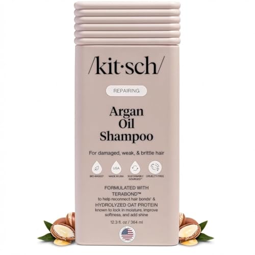 Kitsch Repairing Argan Oil Shampoo for Men & Women w/Terabond™ – Argan Oil for Hair, Repairs & Renews Damaged, Weak, & Brittle Hair – Silicone, Paraben & Sulfate Free Shampoo for Hair Care – 12.3 oz