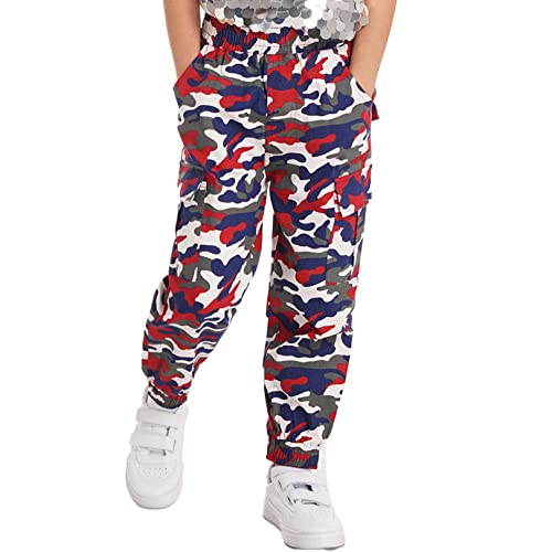 FEESHOW Kids Boys Camouflage Jogger Pants Elastic Waist Camo Cargo Trousers Sports Casual wear Slim fit2